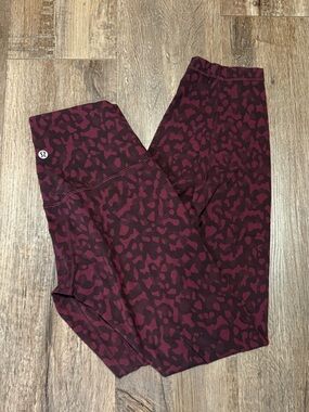 lululemon athletica Burgundy and Dark Burgundy Printed High-Rise Leggings